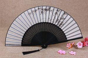 Abanico chino pintado a mano Vintage, pintura de tinta, abanico de mano plegable de seda de bambú, artesanía tradicional decorativa, regalo para fanáticos de hombres y mujeres de 8 pulgadas