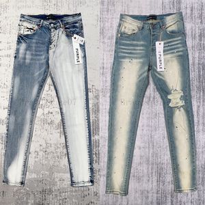 Jeans violets lavés vintage Hop Hop Brand de mode masculin de haute qualité Do Old Ripped Skinny Denim Pantum