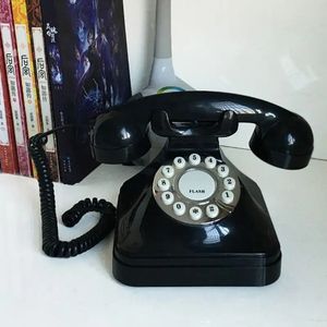 Téléphone fixe vintage Téléphone fixe rétro filaire Bouton poussoir Téléphone de bureau pour la décoration de bureau à domicile - Noir 240102