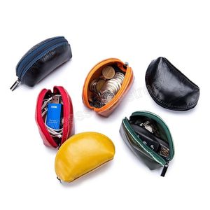 Monedero de cuero Vintage, funda para auriculares, Mini cartera hecha a mano con cremallera, bolsa de almacenamiento de alta calidad para mujeres y hombres
