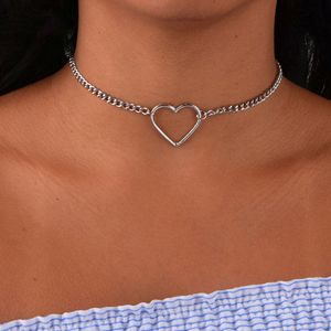 Vintage amour coeur pendentif colliers pour femmes or argent couleur mode Portrait grosse chaîne cale collier bijoux