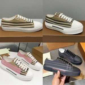 Vintage Print Check Sneakers Designer Casual Chaussures Hommes Bicolore Coton Gabardine Appartements Chaussure Imprimé Lettrage Plaid En Cuir De Veau Baskets En Toile Avec Boîte NO288