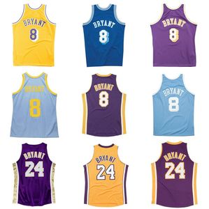 Vintage Mens Bryant Basketball Mamba 1996-97 2000-01 2008-09 White Yellow Purple Mesh Wood Woods Classics Retro Jersey Men Women Youth S-xxl With Tags