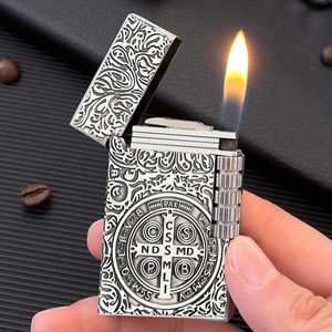 Vintage Metal Constantine Sin encendedores de gas Clear Ping Sound Compacto Butano Jet Encendedor de cigarrillos Colección antigua Men's LIGHTER TN7T