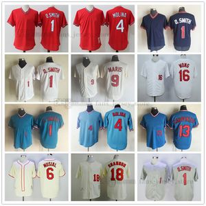 Camisetas de béisbol vintage 1 Ozzie Smith 4 Yadier Molina 6 Stan Musial 1944 9 Roger Maris 13 Matt Carpenter 16 Kolten Wong 18 Mike Shannon Jersey