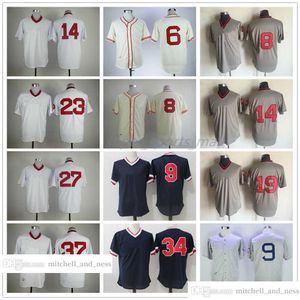 Vintage Movie Baseball usa Jersey 6 Johnny Pesky 8 Carl Yastrzemski 9 Ted Williams 14 Jim Rice 19 Jackie Bradley Jr 23 Travis Shaw Carlton Fisk David Ortiz Bill Lee