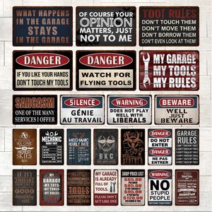 Vintage My Garage Rules Tin Signs Warning Metal Plate Beware Wall Decoration for Garage Danger Man Cave Wall Home Decoration Custom Art Decor Size 30X20CM w01