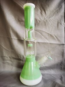 Vintage nouveau 14 pouces verre Bong eau fumer tuyau narguilé avec deux Perc pour huile Dab Rigs fumer peut mettre le logo du client