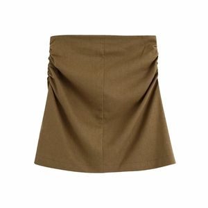 Vintage office laydies faldas a medida otoño Lino mujeres mini sexy mujer concisa niñas falda recta 210527