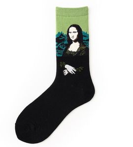 Vintage pintura al óleo arte calcetines mujeres hombres algodón estilo harajuku famoso pdesign estampado calcetín van Gogh Mona Lisa da Vinci calcetines divertidos retro