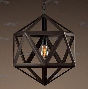 Design moderne Vintage suspension en acier polyèdre pendentif Loft lumières amérique style campagnard éclairage lustres en fer