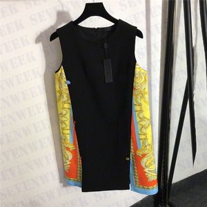 Vintage Print Slit Vest Robes Pour Femmes Designer De Luxe Sans Manches Parti Robe De Mariée De Mode Dames Jupes D'été