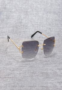Vintage Rimless Square C Tire de fil Sunglasses Men OCULOS Shade Diamond Couture Métal Cadre des gafas ovales Femmes pour la plaque Drivale9998102