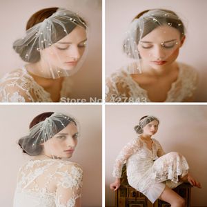 Vintage Blush Blush Veil Wedding Bridal Veaux courts avec peigne Pearl Blusher Veil Bride Hair Accessories 2021 Headpices 252V