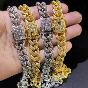 Vintage Sparkling Men Hip Hop Iced Out Jewelry Rhingestone Crystal Long Iced Out Chains Collier Bijoux Gold Silver Miami Cuban Li2679