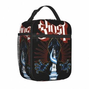 Bolsa de almuerzo con aislamiento de estilo vintage, bolsa refrigeradora, contenedor de comida, Ghost B.C.Heavy Metal Tote Lunch Box Girl Boy Beach Picnic i41m #