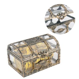 Caja de almacenamiento de tesoro pirata transparente vintage, suministros para fiestas, baratija de dulces para joyería, cajas de baratijas de gemas de cristal, organizador, pendientes, oreja
