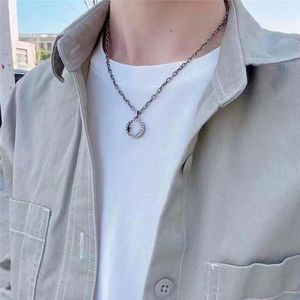 Collier torsadé Vintage en argent 925, pendentif de marque avec lettre, tendance, mode automne hiver, collier de style ancien, chaîne de pull pour couple