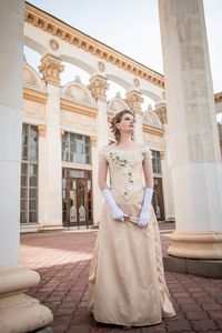 Vintage Victorian Champagne Robe de mariée Scoop Neckroom Gothic Bridal Robes 3D Applique florale