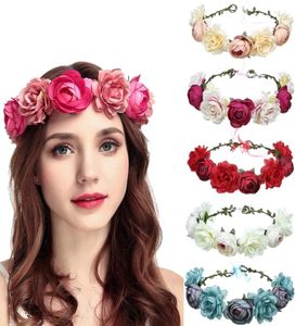 Vintage Wedding Bridal Floral Flower Cides de fleurs de rose rouge Tiara Leaf Headpiece Princess Queen Hair Accessories Vintage Prom J7381691