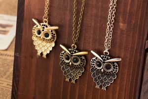 Vintage Femmes Hibou Pendentif Collier Long Chandail Chaîne Bijoux Or Antique Argent Bronze Charme mode livraison gratuite