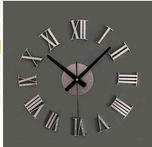 Horloge en chiffres romains 3D texture bois Vintage, montre murale décoration de la maison, autocollant en bois décor à la maison livraison gratuite