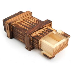 Almacenamiento de madera vintage Caja de regalo mágica oculta Cajón secreto Rompecabezas Caja de rompecabezas Pecho Juguete Aprendizaje Juguetes educativos Regalos para niños 1804532