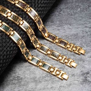 Vinterly or hommes acier inoxydable luxe 12mm fibre de carbone Homme Bracelet énergie magnétique Bracelet