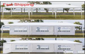 Vinyl Tarp 10x30ft 8 côtés 2 portes de la canopée extérieure de la canopée de mariage blanc blanc 3x9m Gazebo Pavilion avec Spi Qyleol Bdesports4107237