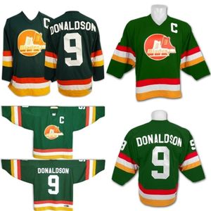 VipCeoMitNess 9 Barclay DONALDSON BroomCounty BLADES Slapshot Movie Hockey Jerseys con Capitán C Patch Shirt Green Hombres Mujeres Jóvenes Doble costura