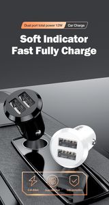 VIPFAN Mini Car Charger 2.4A Charges de charge rapide Adaptateur USB Chargers rapides pour smartphones avec boîte de couleur DC-C1