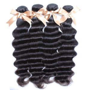 4 unids / lote cabello indio precio barato paquetes de cabello remy natural negro suelto onda profunda cabello humano indio teje dhgate greatremy venta
