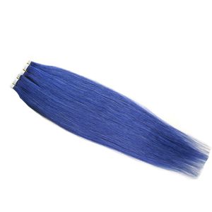 Cheveux brésiliens vierges trame de peau bleue droite / trame PU / extensions de cheveux de bande cheveux humains brésiliens 40 pièces / paquet
