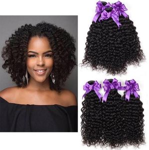 Cabello humano virgen Kinky Curly 3 tramas Paquete sin procesar brasileño peruano malasio de 3 paquetes Tejido de cabello Remy para mujeres negras E6735605