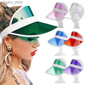 Visors Fashion Summer Transparent Anti-UV Plastic PVC Sunshade Hat Femmes Men Outdoor Sport Bicycle décontracté Top Top Sun Visor Caps Y240417