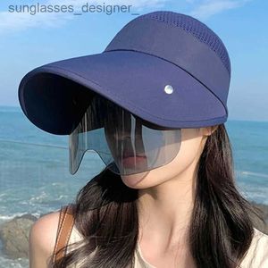Visores Verano Mujer Sombrero para el sol con gafas 13 cm Sombrero de cubo de ala grande Transpirable Al aire libre Vacío Top C Magic Te Ajustar Viaje Playa CL231214