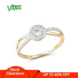 VISTOSO – bagues en or pour femmes, bague jaune véritable 9K 375, blanc scintillant, bracelet de promesse, bijoux fins d'anniversaire, 240119