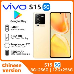 Vivo S15 Téléphone cellulaire 4500mAh Batterie 66W Charge Snapdragon 870 Android 12.0 AMOLED 6.62 pouces 90Hz 64.0MP Caméra utilisée