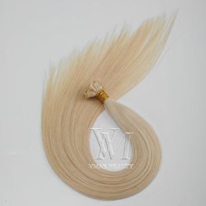VMAE SALON Qualité 1g 100 Stronrs Blonde Blonde Double dessiné naturel Silky Séritude Straite Fusion Flat Précure Extensions de cheveux humains Pré-liés