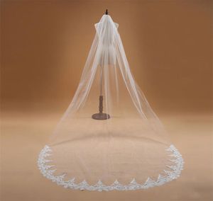 Voile Mariage 3 m de largo 1 capa velo de novia con peine borde de encaje longitud de la catedral velo de novia barato accesorios de boda Veu de No7083342
