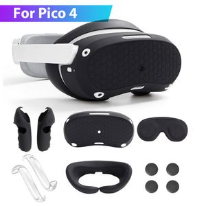VR/AR Accessorise 6 In 1 VR Protective Cover Set VR Touch Controller Ring Cover Anti-Bumping Silicone Case Eye Pad Lens Cap For Pico 4 Accessories 230809