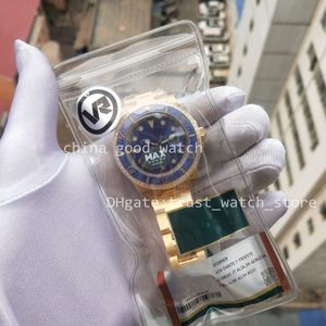 Menes Watch Factory Blue Ceramic Bisel Men 18K Real Wrapped Gold 904l Steel Cal.3135 Movimiento automático VRF 40MM Super Luminous Dive Swim Relojes de pulsera Caja original