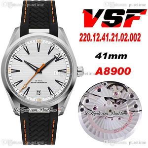 VSF Aqua Terra 150M Master CAL A8900 Reloj automático para hombre Esfera blanca texturizada Mano naranja Caucho negro con línea naranja 220.12.41.21.02.002 Super Edition Puretime 10b2