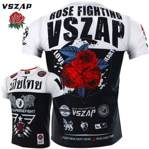 Vszap Rose manches courtes séchage rapide vêtements entraînement élastique T-shirt Muay Thai MMA sport combat boxe décontracté course