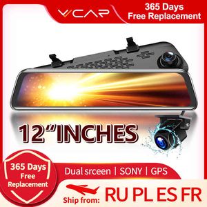 VVCAR-V17 12 pouces Rétroviseur de voiture DVR Caméra Dashcam GPS GPS FHD Dual 1080p Lentilles Conduite Enregistreur vidéo Dash Cam