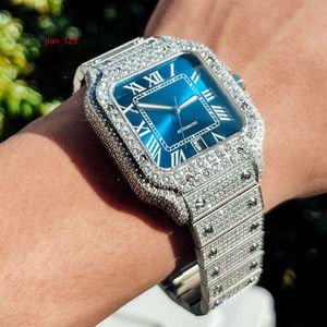 VVS Moissanite diamant Hip Hop montre en acier inoxydable taille à la main réglage montres à Quartz de luxe