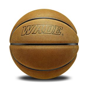 WADE – basket-Ball en cuir de vache jaune, pour l'extérieur, taille 7 #, en cuir véritable, pour adulte, avec outils gratuits, 231227