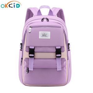 OKKID sacs d'école pour adolescentes violet rose bleu clair sac à dos imperméable grand étudiant livre sac cartable 230223