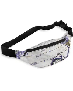 Sacs de taille de style pastoral Lavender Purple Flower Bicycle Packs Sac à bandoulière Unisex Messenger Fashion décontractée Fanny Pack pour les femmes