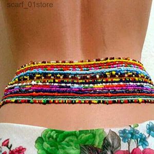 Ceintures de chaîne de taille 2 pcs Sexy Summer Wist Chains African Belly Perles de plage colorée Bo Belly Chain Elastic Bijoux pour les femmes Girlsl231221